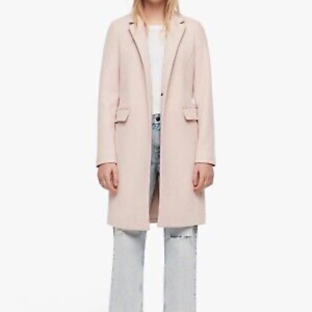 All Saints Evelyn Wool Blend Coat Size 4 Blush Pink | XXS/XS